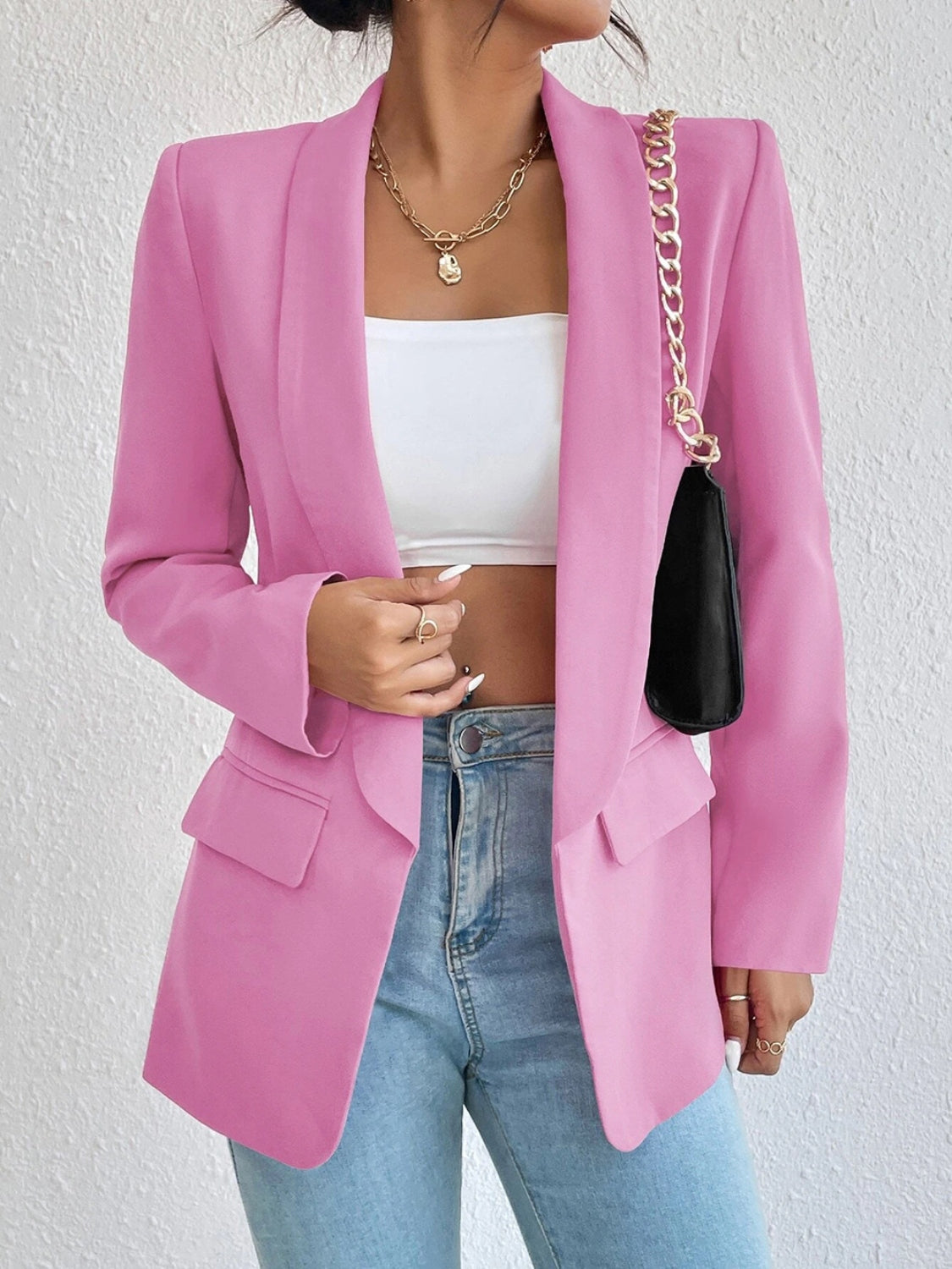 Shawl Collar Long Sleeve Blazer