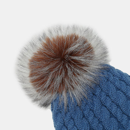 Cable Knit Winter Hat with Pompom