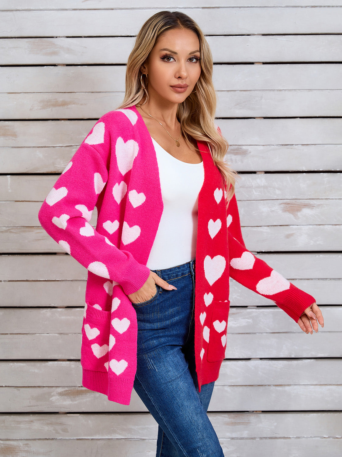 Angel Wings Heart Open Front Long Sleeve Cardigan