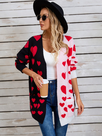 Angel Wings Heart Open Front Long Sleeve Cardigan